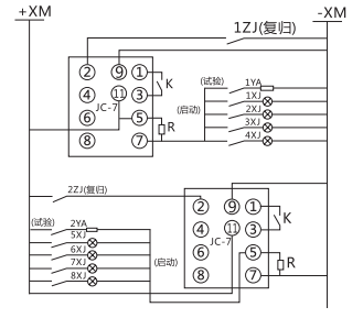 JC-7/22冲击继电器电器典型接线图