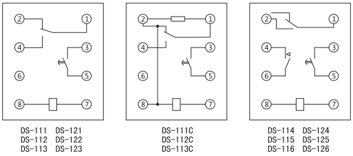 DS-111时间继电器内部接线及外引接线图(背视图)图片