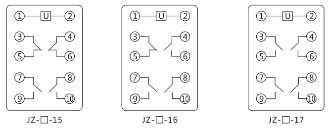 JZY（J)-208静态中间继电器内部接线图及外引接线图